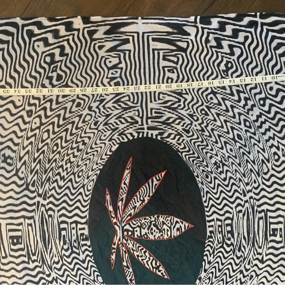 Vintage 2003 Psychedelic Cannabis Leaf Tapestry Op Art Charron Design